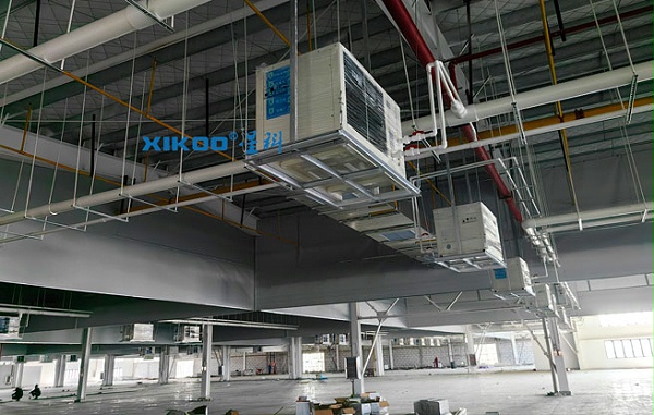 大型制衣厂整体降温，应用蒸发冷省电空调-卧式轴流