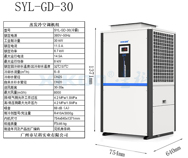 工业省电空调SYL-GD-30（立式管道送风）产品参数