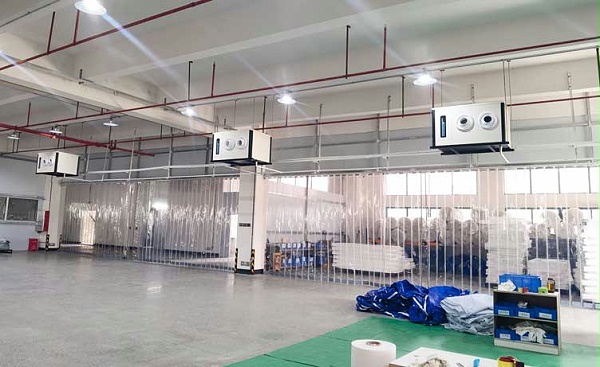 制衣厂制冷降温，安装蒸发冷省电空调-卧式射流空调机组