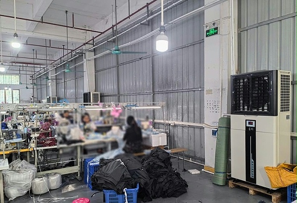 车间制冷降温，应用5匹柜式蒸发冷省电空调-立式轴流机组