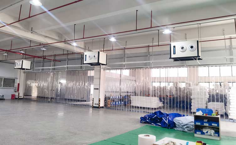 皮革生产车间制冷降温，应用蒸发冷省电空调-卧式射流机组