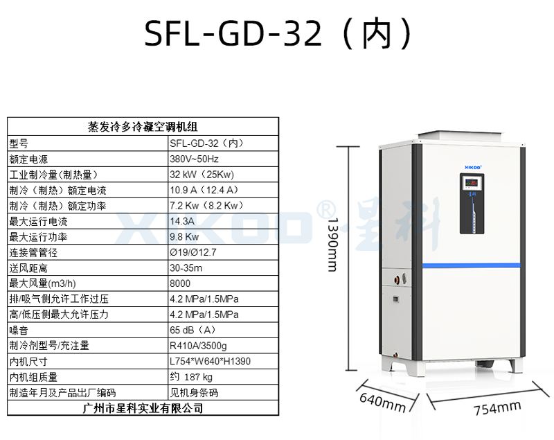 蒸发式多冷凝空调SFL-GD-32（立柜管道空调）岗位区域降温